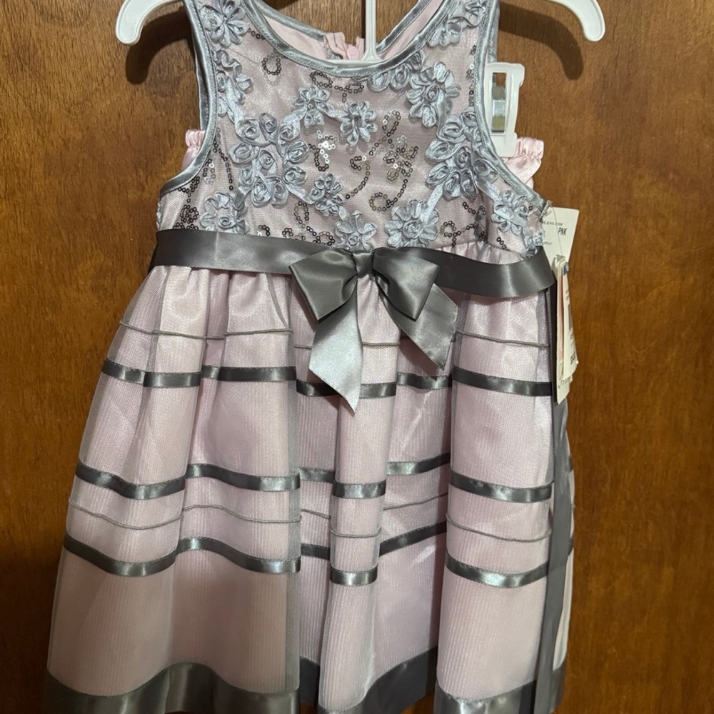 Elegant Pink and Gray Kids Dress